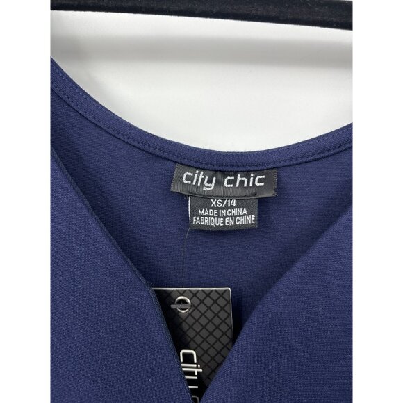 City Chic Fit & Flare Sweetheart Neckline Ponte Stretch Dress Navy Size 14 NEW - Picture 6 of 9